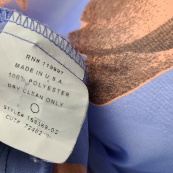 Collective Concepts Top Womens Size M Medium Blue Flowers Birds Sheer Zip Back - Picture 6 of 6